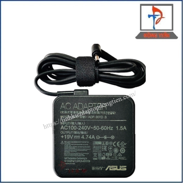 Sạc Laptop Asus Đầu Kim Nhỏ(4.5*3.0) 19V -4.74A 90W Type Vuông Dây Rời