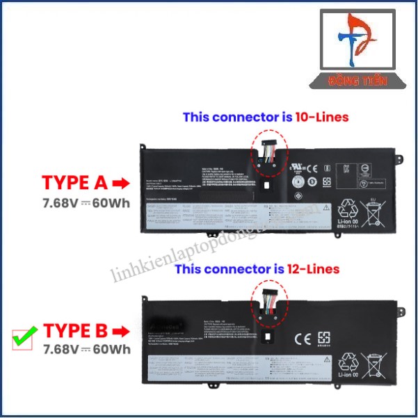 Pin Laptop Lenovo Ideapad Yoga C940-14IIL 7.68V 60Wh L18C4PH0 L18M4PH0 Type B 12-Lines